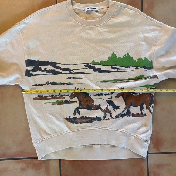 Free People Daydreamer Running Horses Oversized Crewneck Sweatshirt Size XS $98 - Picture 6 of 8